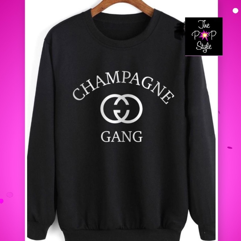 Champagne Gang Sweatshirt Pullover Brunch Squad - Picture 2 of 3